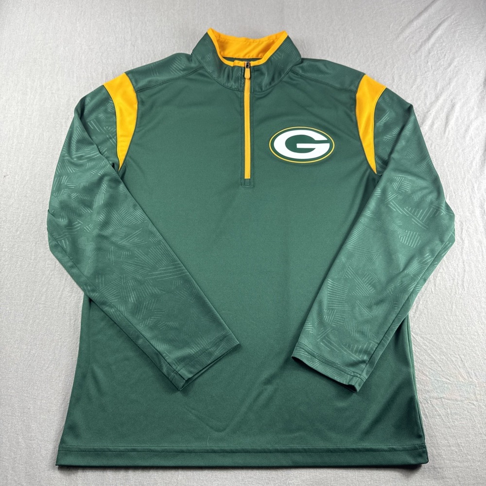 Green Bay Packers Pullover Mens M Fanatics 1/4 Zip Sweatshirt Football Sweater